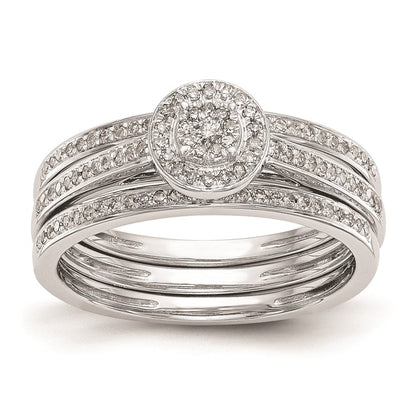 14K White Gold Complete Real Diamond Cluster Engagement Ring