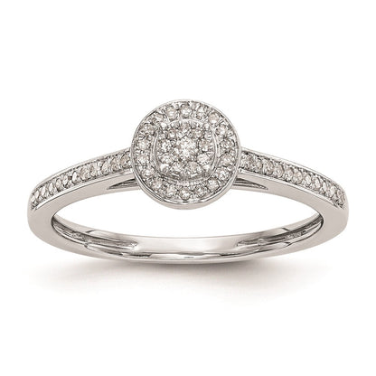 14K White Gold Complete Real Diamond Cluster Engagement Ring
