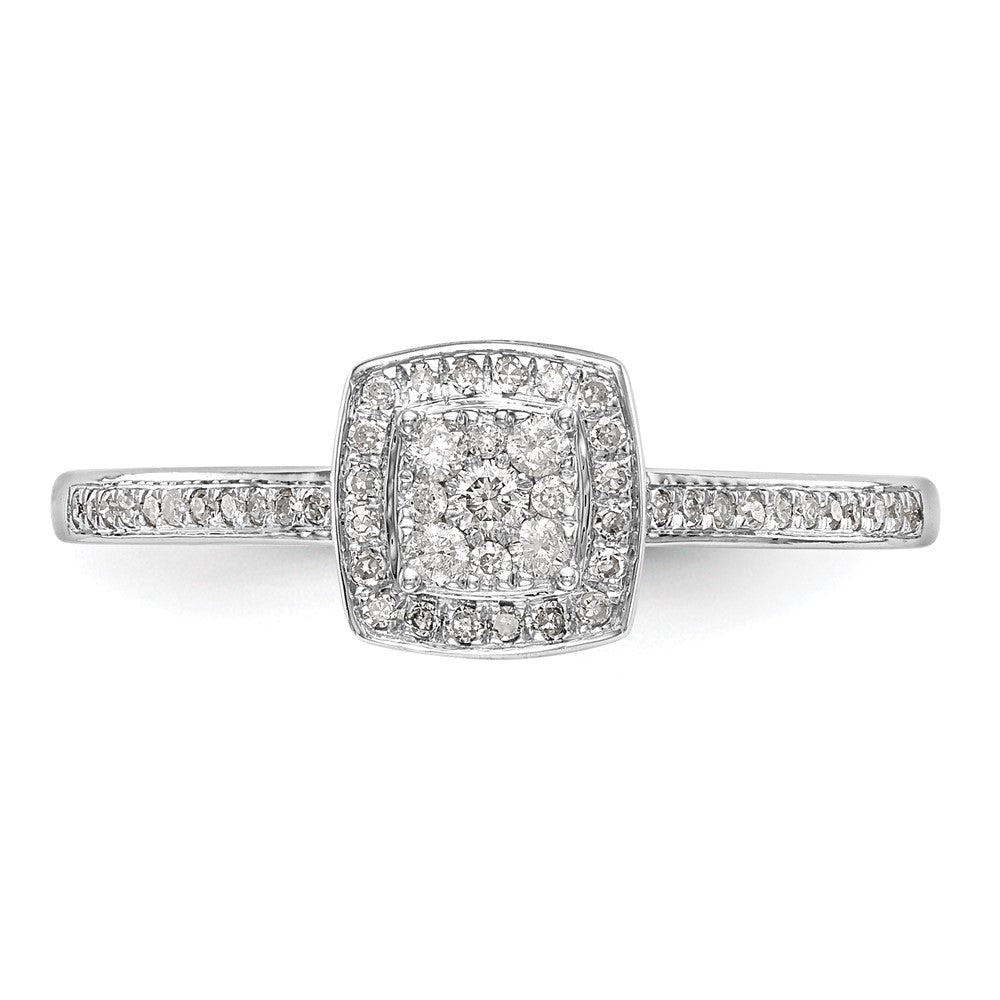 14k White Gold 1/5 Ct. Lab Grown Diamond VS/SI+ G+ Complete Cluster Engagement Ring