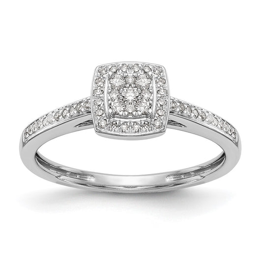 14k White Gold 1/5 Ct. Lab Grown Diamond VS/SI+ G+ Complete Cluster Engagement Ring