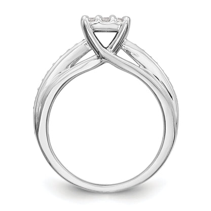 14K White Gold Complete Diamond Cluster Engagement Ring