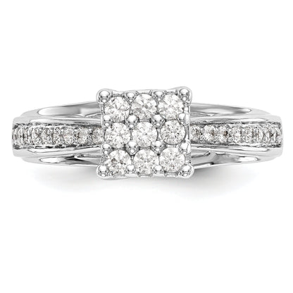 14K White Gold Complete Diamond Cluster Engagement Ring