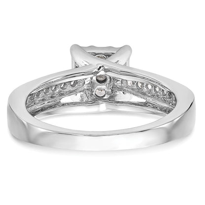 14K White Gold Complete Real Diamond Cluster Engagement Ring