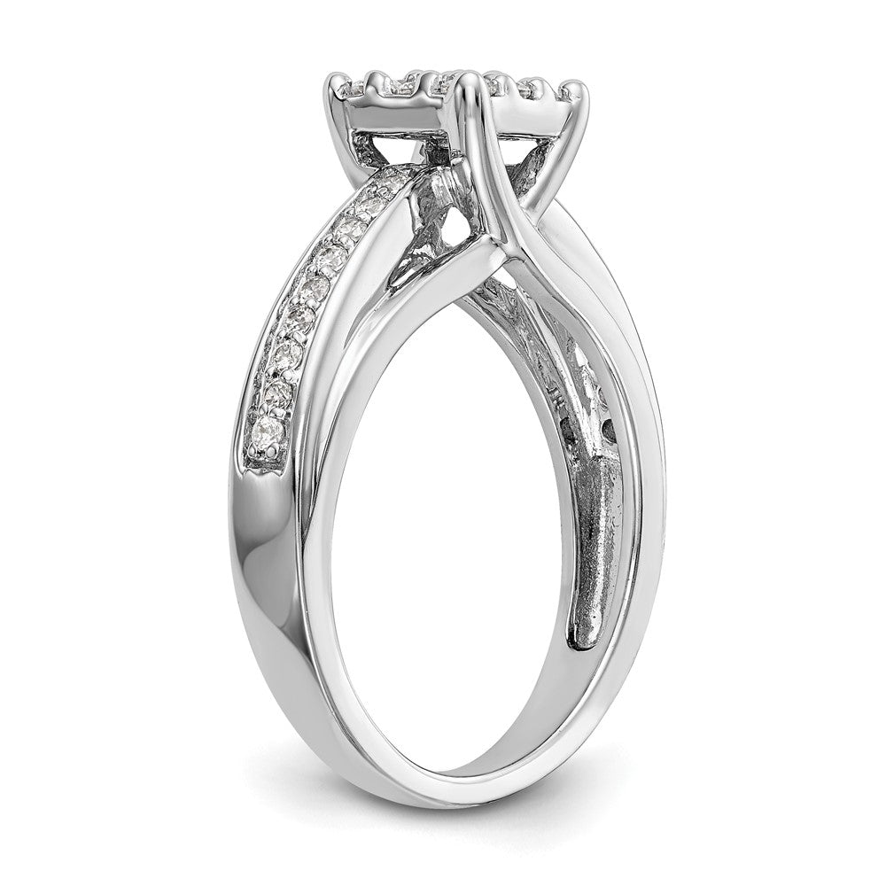 14K White Gold Complete Real Diamond Cluster Engagement Ring