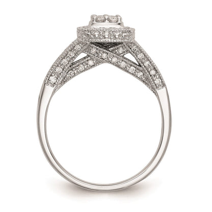 14K White Gold Complete Real Diamond Cluster Engagement Ring