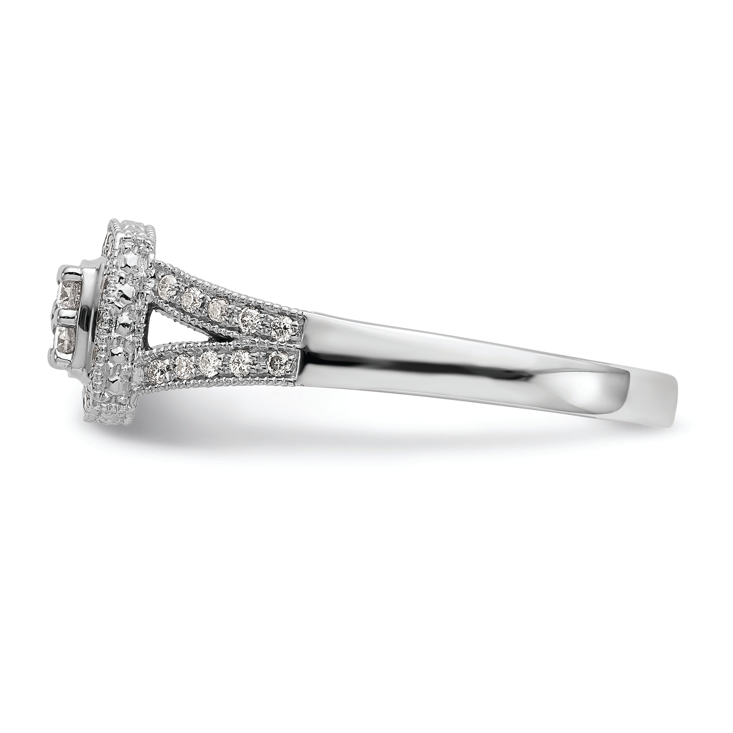 14K White Gold Square Halo Cluster 1/2 Carat Diamond Complete Engagement Ring