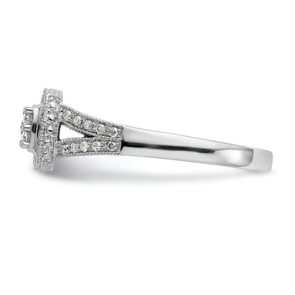14K White Gold Square Halo Cluster 1/2 Carat Diamond Complete Engagement Ring