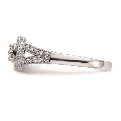 14K White Gold Complete Real Diamond Cluster Engagement Ring