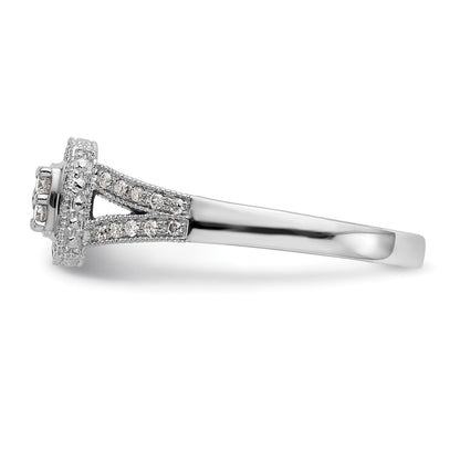 14K White Gold Square Halo Cluster 1/2 Carat Diamond Complete Engagement Ring