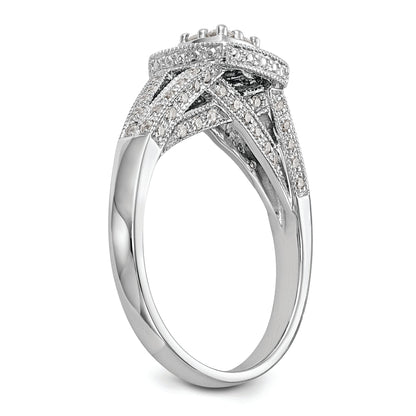 14K White Gold Square Halo Cluster 1/2 Carat Diamond Complete Engagement Ring