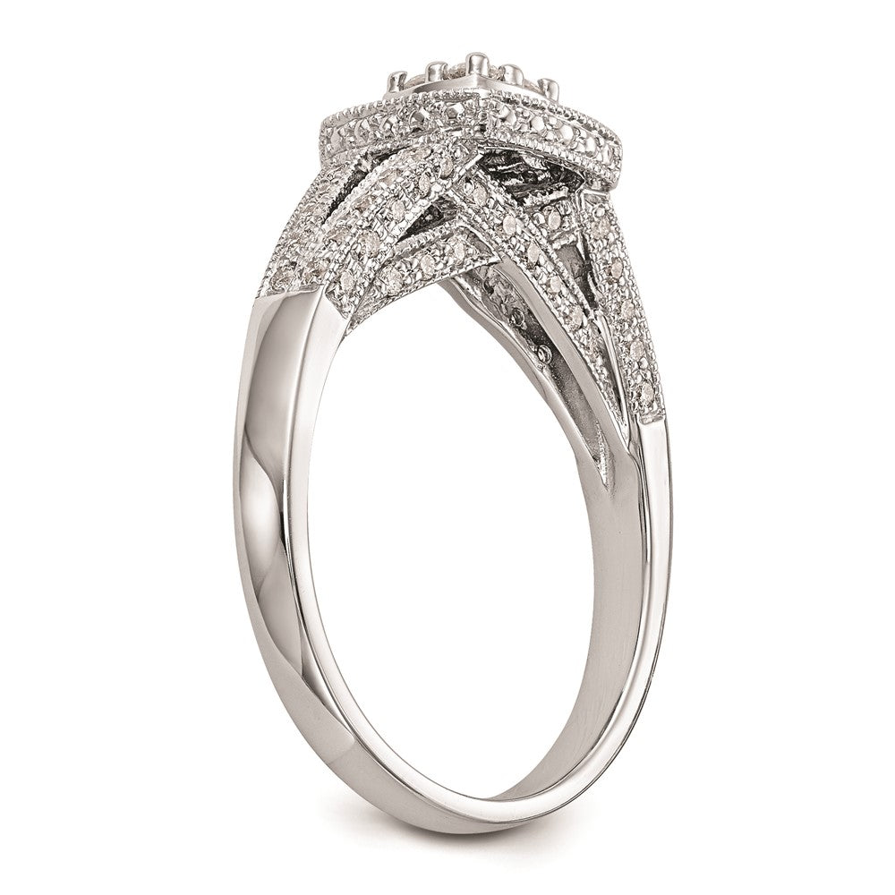 14K White Gold Complete Real Diamond Cluster Engagement Ring