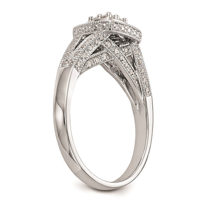 14K White Gold Complete Real Diamond Cluster Engagement Ring