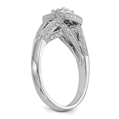 14K White Gold Square Halo Cluster 1/2 Carat Diamond Complete Engagement Ring