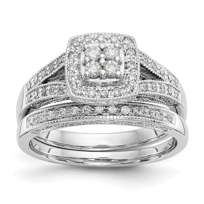 14k White Gold 1/2 Ct. Lab Grown Diamond VS/SI+ G+ Cluster Engagement Ring