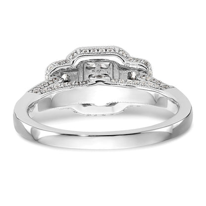 14K White Gold Complete Real Diamond Cluster Engagement Ring