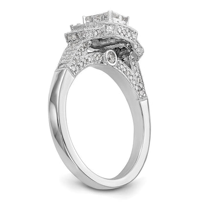14K White Gold Complete Real Diamond Cluster Engagement Ring