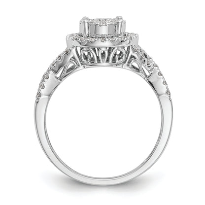 14k White Gold 3/4 Ct. Lab Grown Diamond VS/SI+ G+ Cluster Engagement Ring