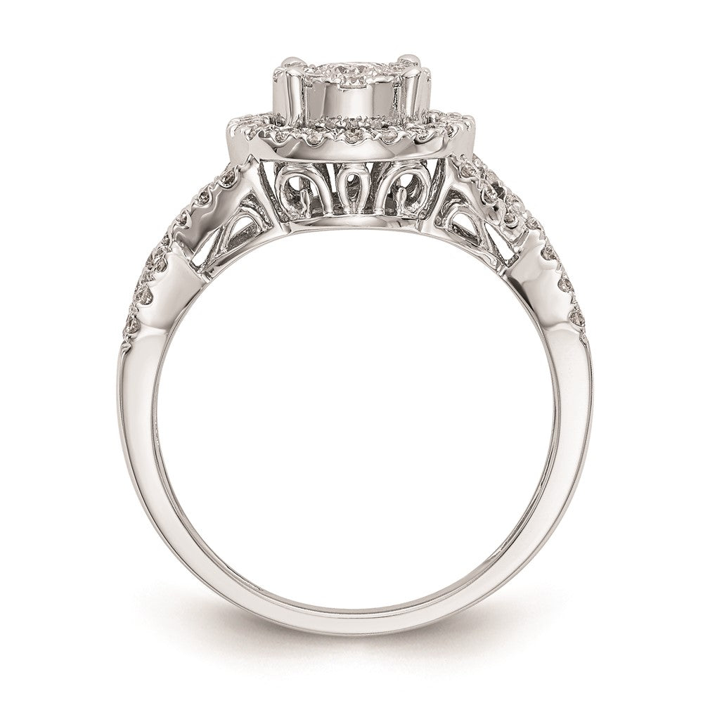 14K White Gold Complete Real Diamond Cluster Engagement Ring