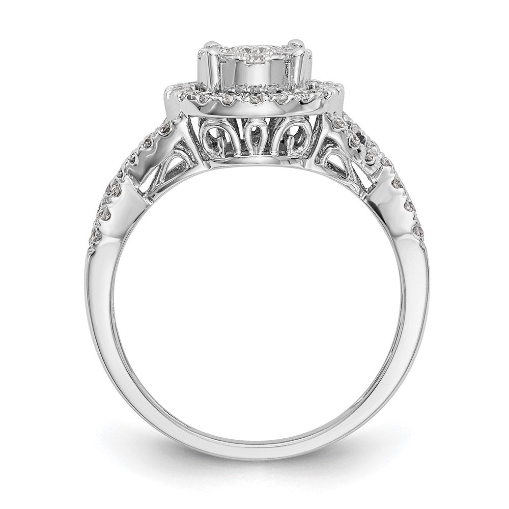 0.75ct. CZ Solid Real 14K White Gold Complete Cluster Engagement Ring