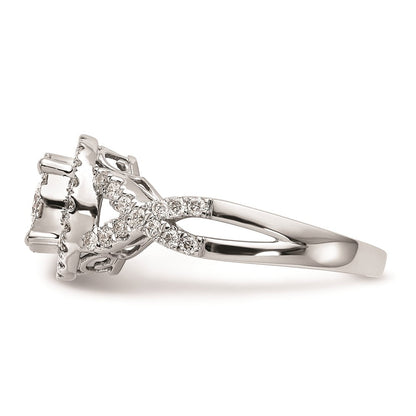 14K White Gold Complete Real Diamond Cluster Engagement Ring