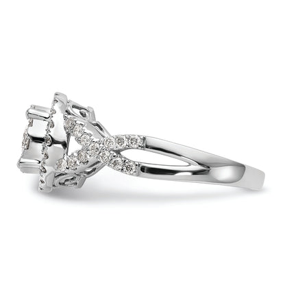 14K White Gold Halo Cluster 3/4 Carat Diamond Complete Engagement Ring