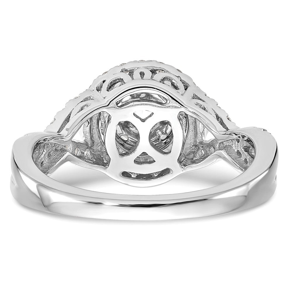0.75ct. CZ Solid Real 14K White Gold Complete Cluster Engagement Ring