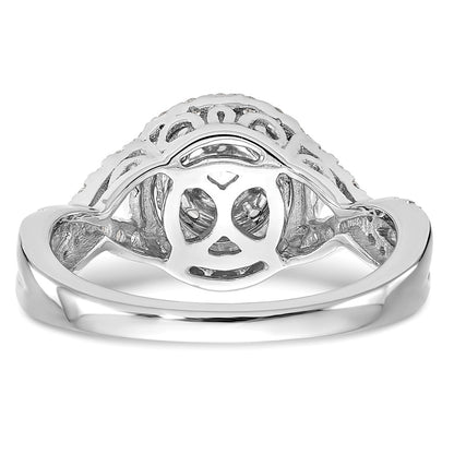 0.75ct. CZ Solid Real 14K White Gold Complete Cluster Engagement Ring