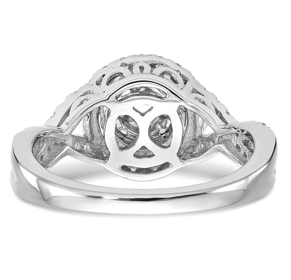 14K White Gold Halo Cluster 3/4 Carat Diamond Complete Engagement Ring