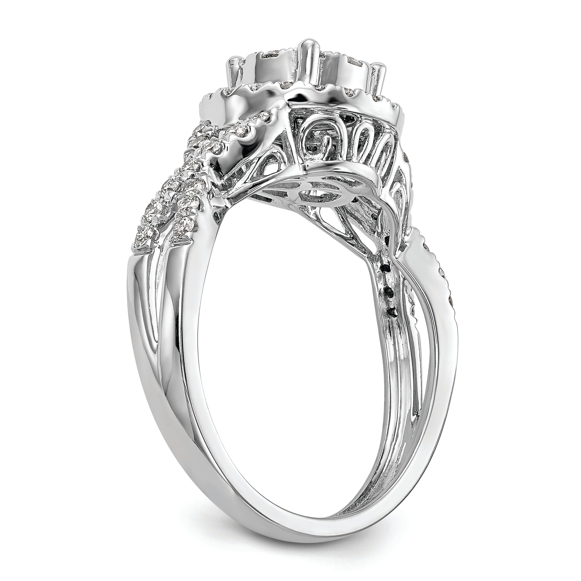 14k White Gold 3/4 Ct. Lab Grown Diamond VS/SI+ G+ Cluster Engagement Ring