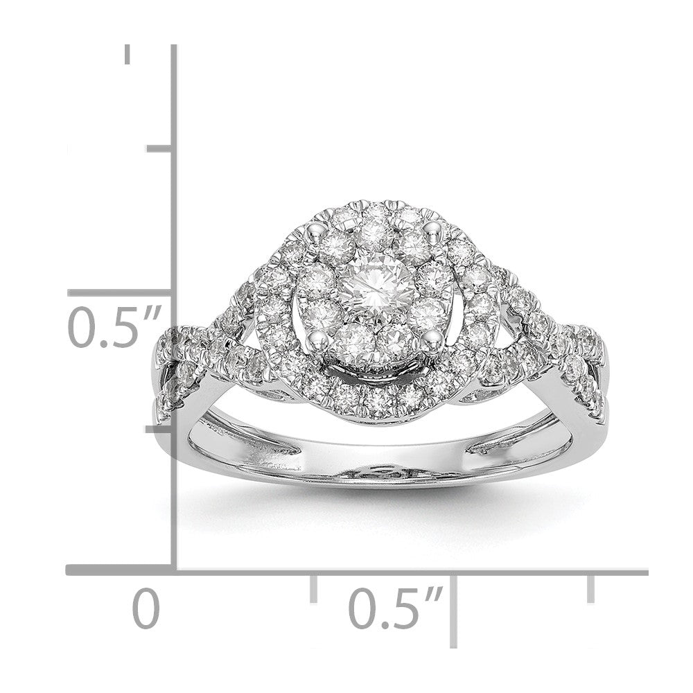 14K White Gold Complete Real Diamond Cluster Engagement Ring