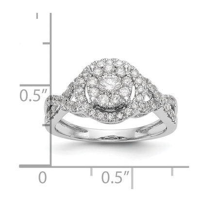 14K White Gold Complete Real Diamond Cluster Engagement Ring