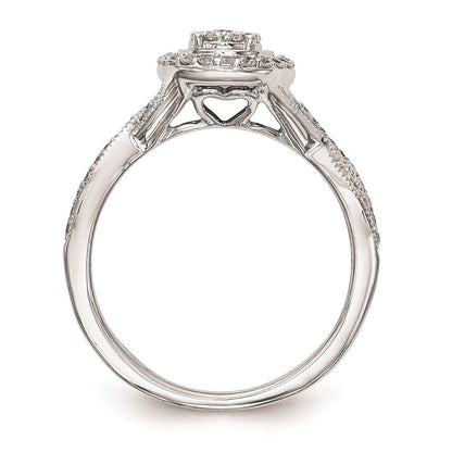 14K White Gold Complete Real Diamond Cluster Engagement Ring