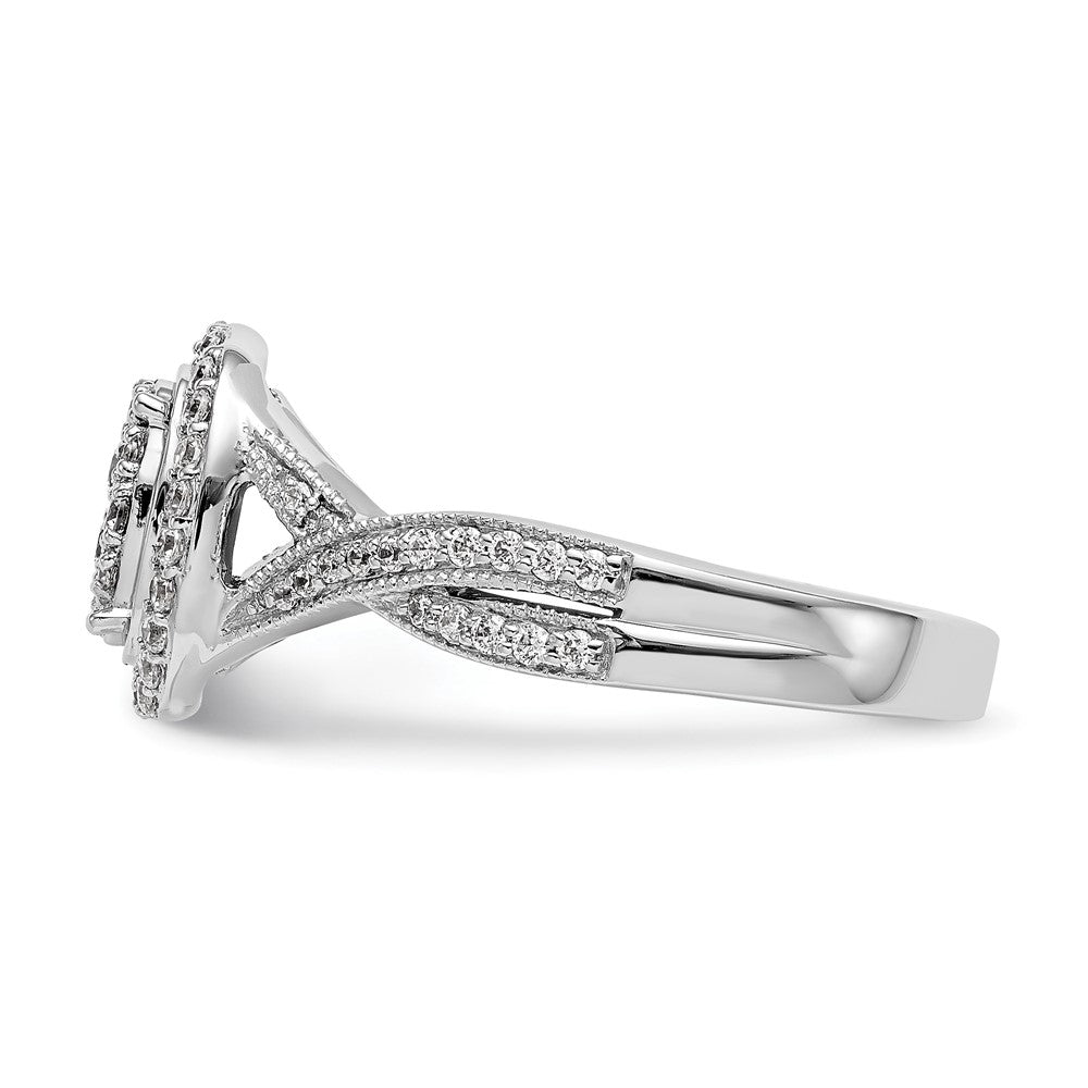 0.50ct. CZ Solid Real 14K White Gold Complete Cluster Engagement Ring