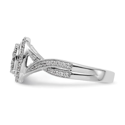 0.50ct. CZ Solid Real 14K White Gold Complete Cluster Engagement Ring