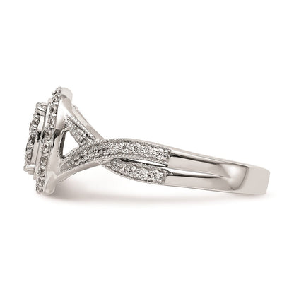 14K White Gold Complete Real Diamond Cluster Engagement Ring