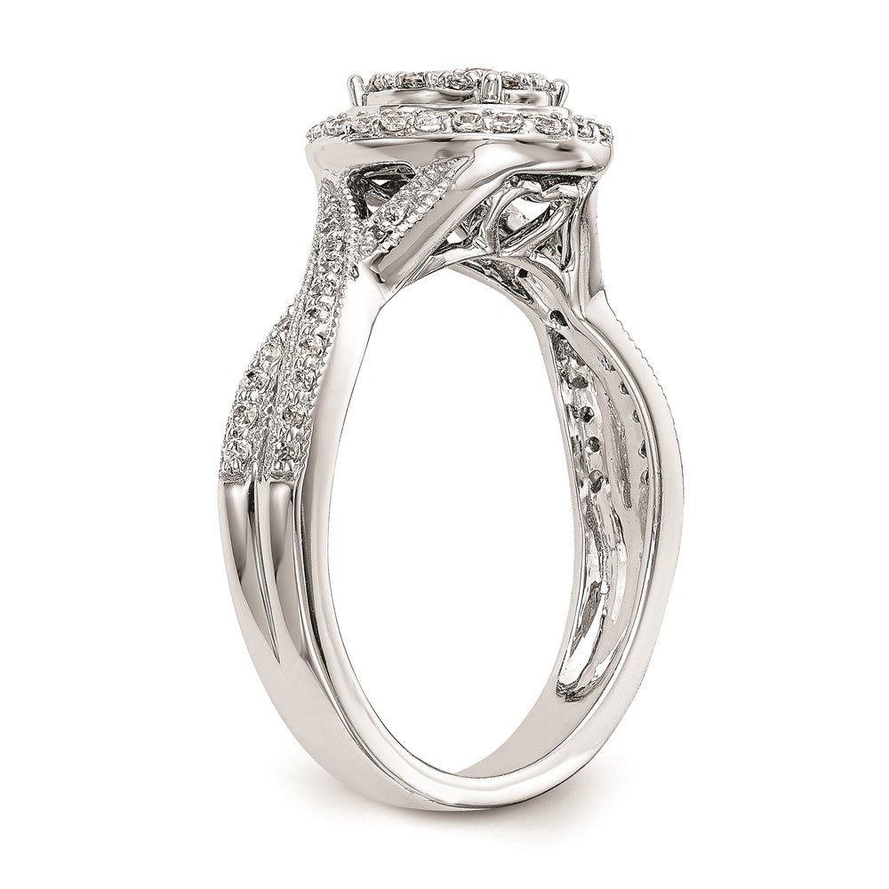 14K White Gold Complete Real Diamond Cluster Engagement Ring