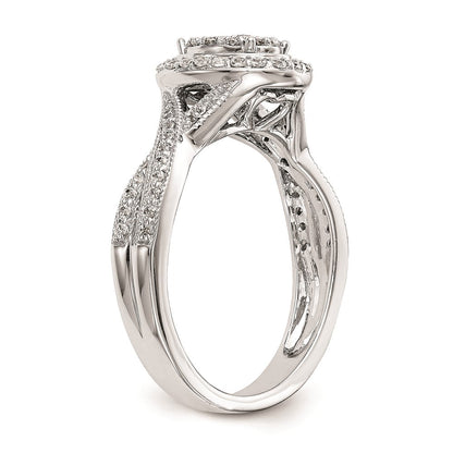 14K White Gold Complete Real Diamond Cluster Engagement Ring