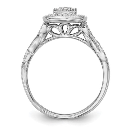 14K White Gold Complete Real Diamond Cluster Engagement Ring