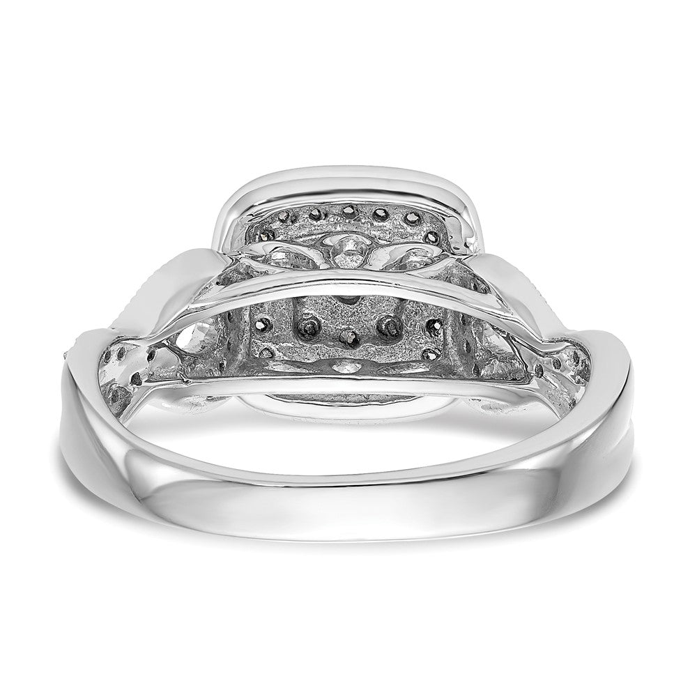 14K White Gold Complete Real Diamond Cluster Engagement Ring