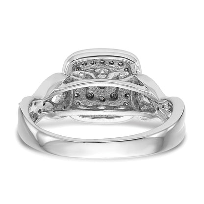 14K White Gold Complete Real Diamond Cluster Engagement Ring