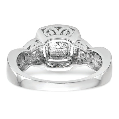 14K White Gold Square Halo Cluster 3/8 Carat Diamond Complete Engagement Ring