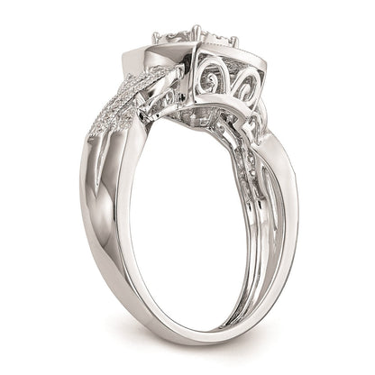 14K White Gold Complete Real Diamond Cluster Engagement Ring