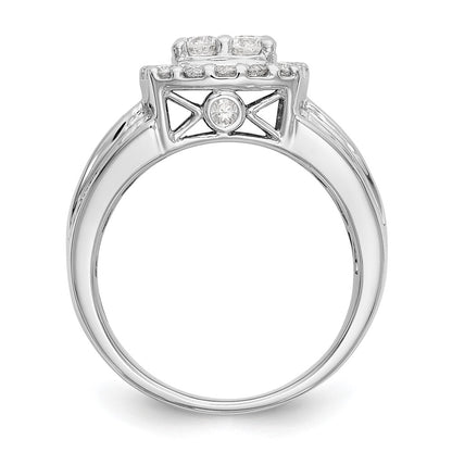1.45ct. CZ Solid Real 14K White Gold Complete Cluster Engagement Ring