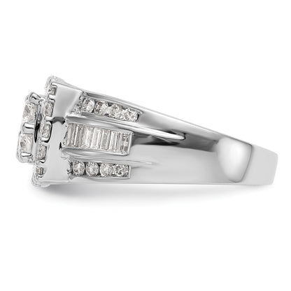 1.45ct. CZ Solid Real 14K White Gold Complete Cluster Engagement Ring