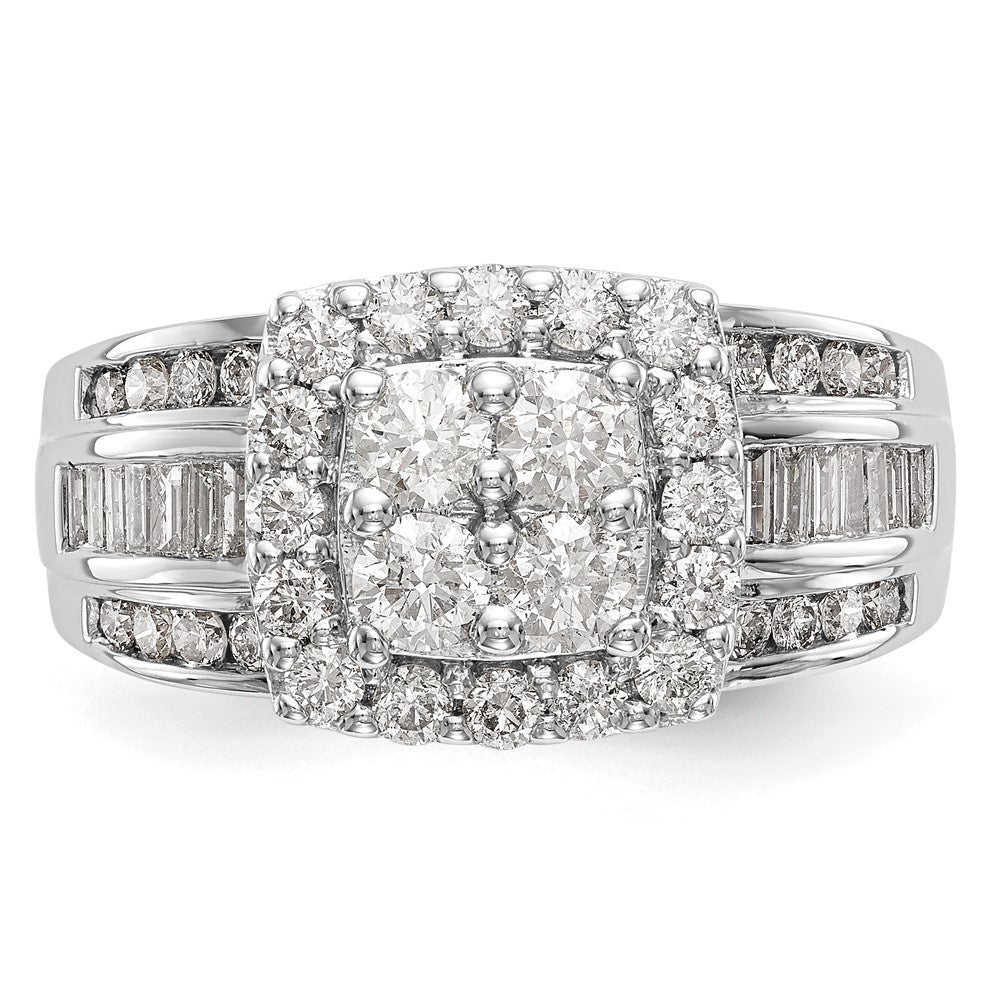 1.45ct. CZ Solid Real 14K White Gold Complete Cluster Engagement Ring