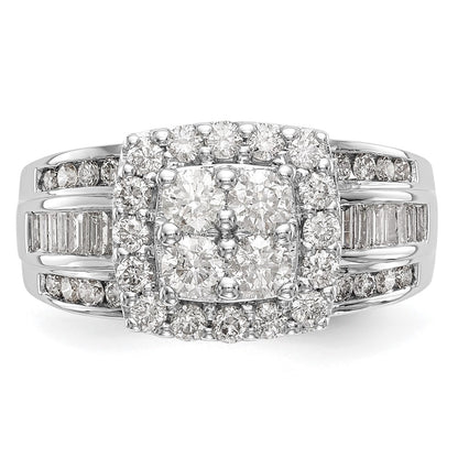 1.45ct. CZ Solid Real 14K White Gold Complete Cluster Engagement Ring