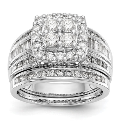 1.45ct. CZ Solid Real 14K White Gold Complete Cluster Engagement Ring