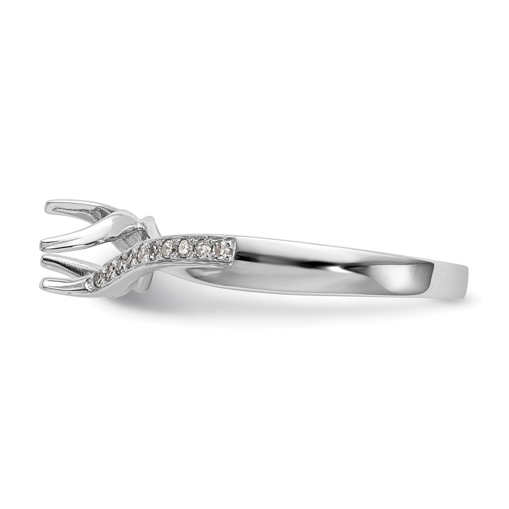 14K White Gold By Pass (Holds 1/2 Carat (5.00mm) Round Center) 1/10 Diamond Semi Mount Engagement Ring