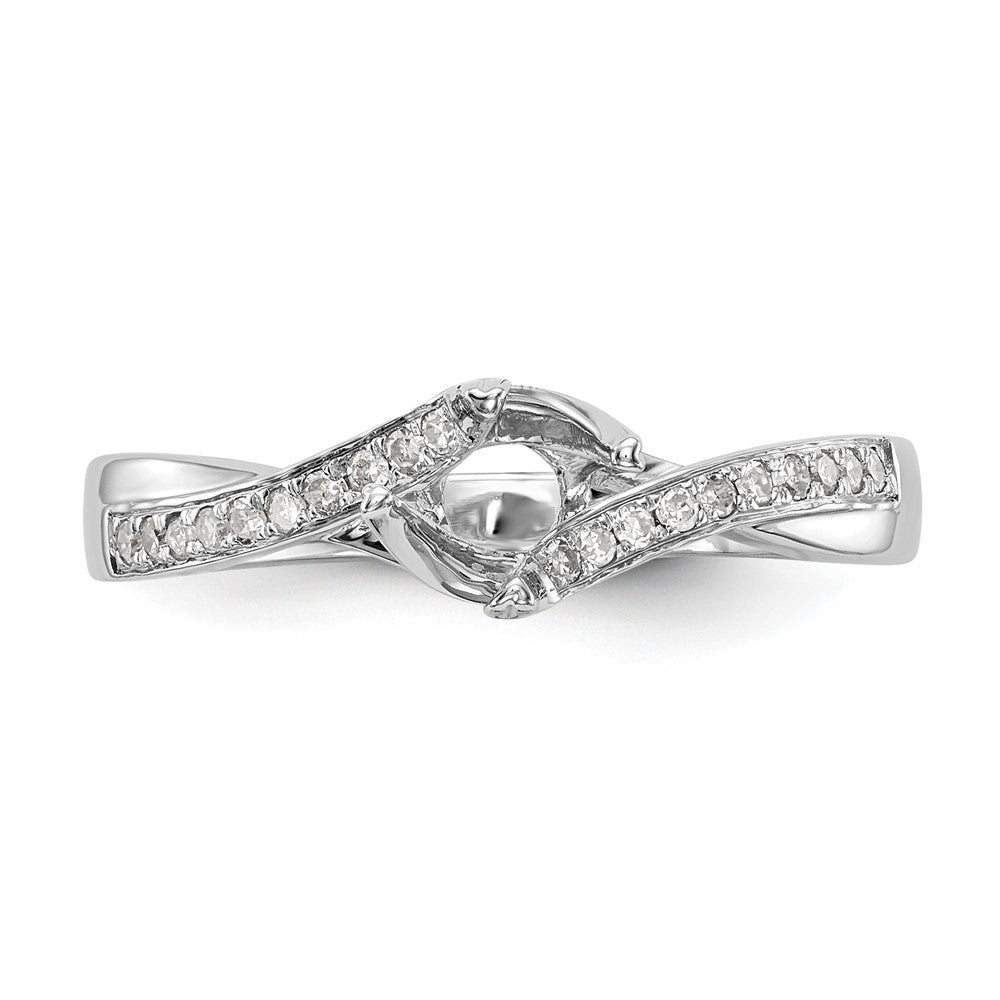 14K White Gold By Pass (Holds 1/2 Carat (5.00mm) Round Center) 1/10 Diamond Semi Mount Engagement Ring