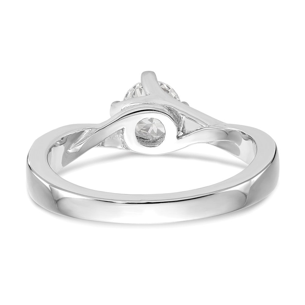 14K White Gold By Pass (Holds 1/2 Carat (5.00mm) Round Center) 1/10 Diamond Semi Mount Engagement Ring